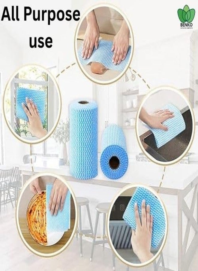 BENKO! Premium Washable & Reusable Kitchen Towel Roll | Mutlicolor | 80 Pulls | Extra Thick 50 GSM | Size: 23 x 21 cm | Highly Absorbent | Eco Friendly | Upto 10 Time washable - Image 2